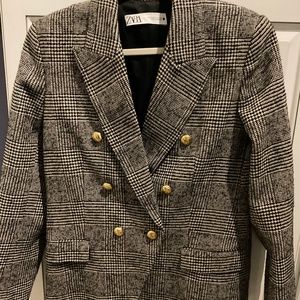 Zara double breasted houndstooth blazer